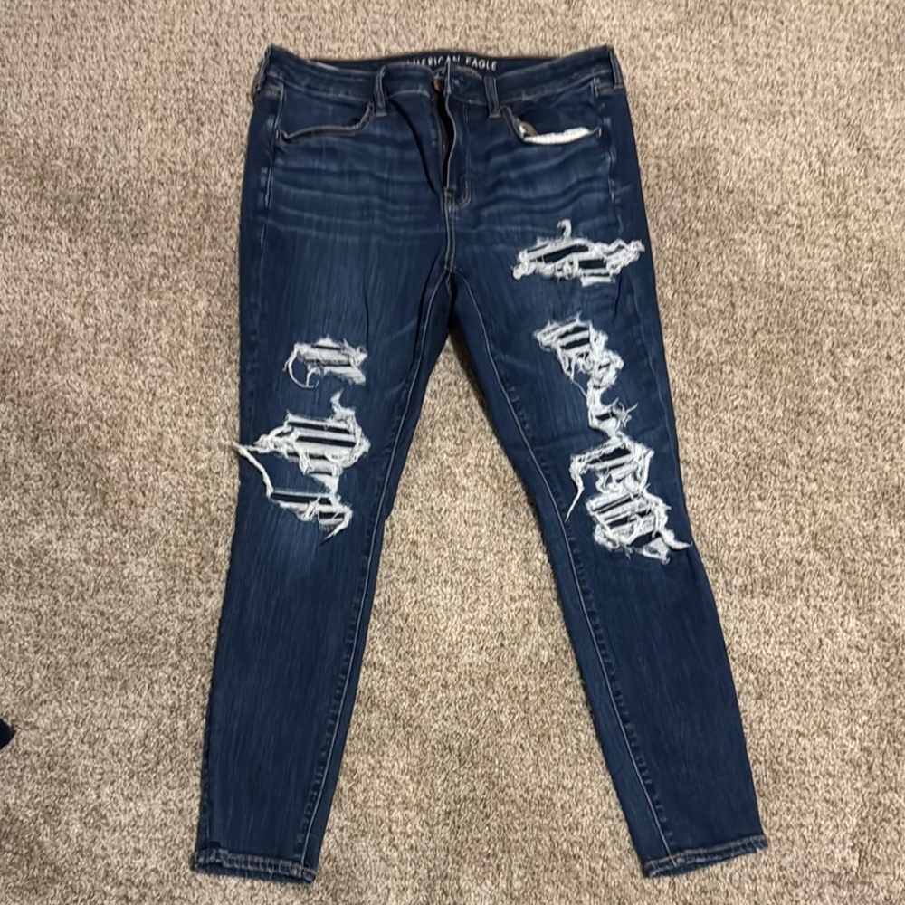 American Eagle Outfitters Blue Skinny Jeans Distressed